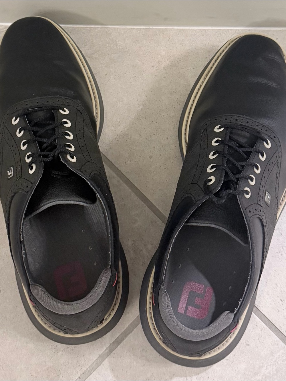 FootJoy Black Leather Golf Shoes - Picture 7 of 10